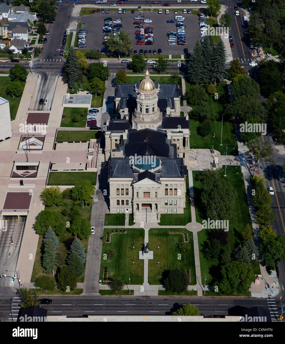 Fotografía aérea del capitolio del estado de Cheyenne, Wyoming. Foto de stock