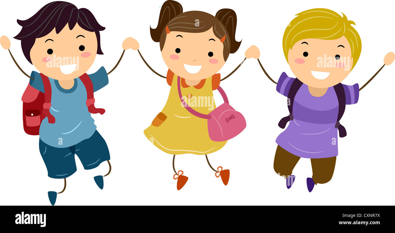 Ilustración de los niños saltando junto con las manos entrelazadas Fotografía de stock - Alamy Ilustración de los niños saltando junto con las manos entrelazadas Fotografía de stock - Alamy