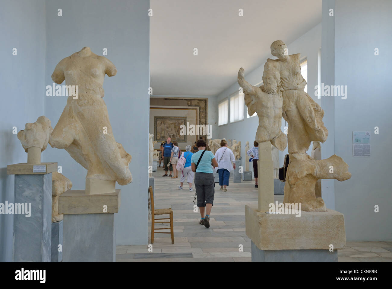 El Museo Delos, sitio arqueológico de Delos Delos (Dilos), Cyclades, región sur del Egeo, Grecia Foto de stock