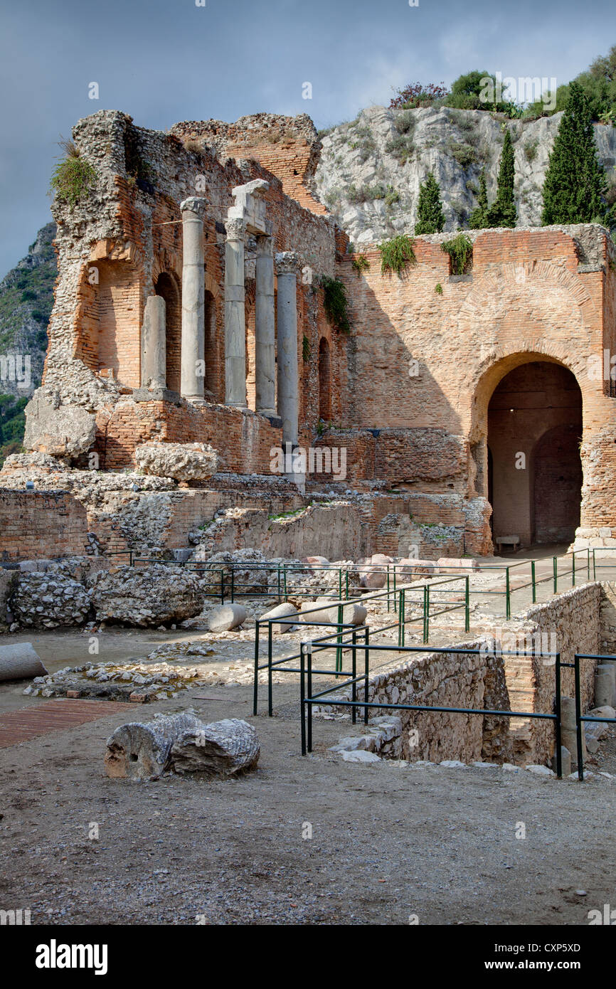 Teatro Greco Romano en Taormina Foto de stock
