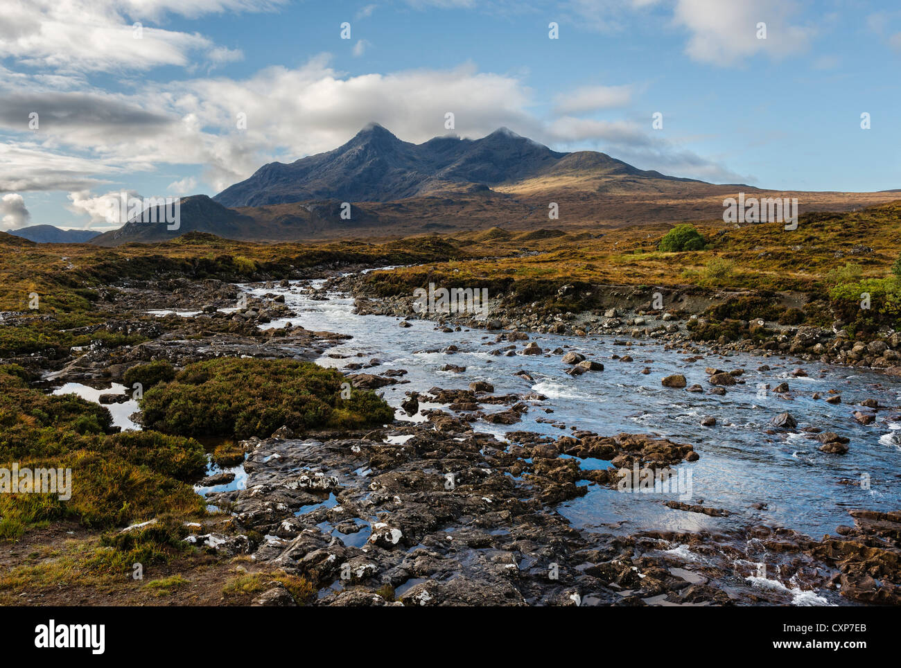 El Norte desde Sligachan Cuillins en Skye Foto de stock