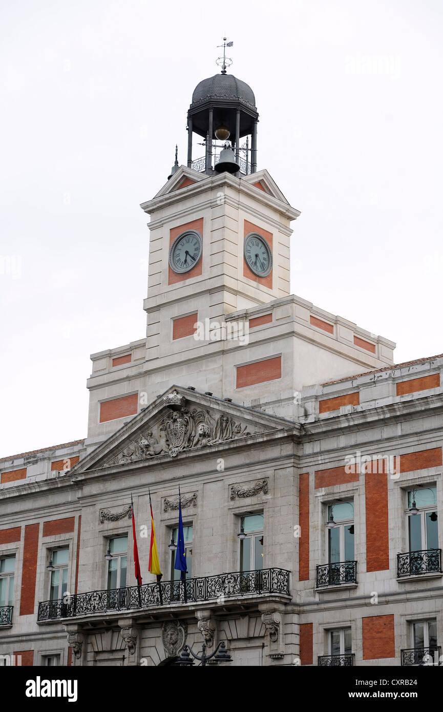 La Presidencia de la Comunidad de Madrid, Antigua Casa de Correos, oficina de la Comunidad Autónoma de Madrid, sede de la oficina Foto de stock