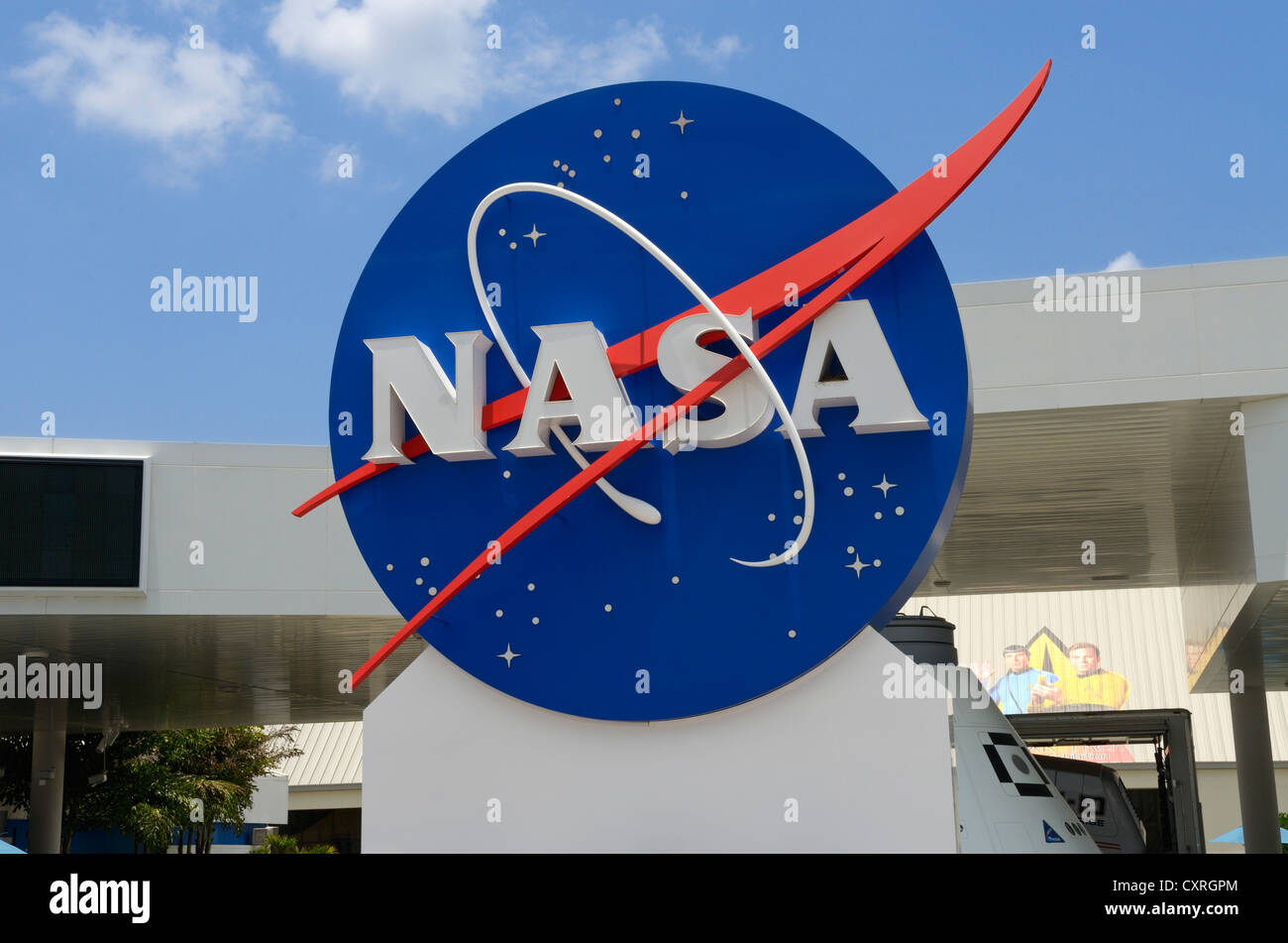Signo de la NASA, el Centro Espacial John F. Kennedy, Cabo Cañaveral, Florida, EE.UU. Foto de stock