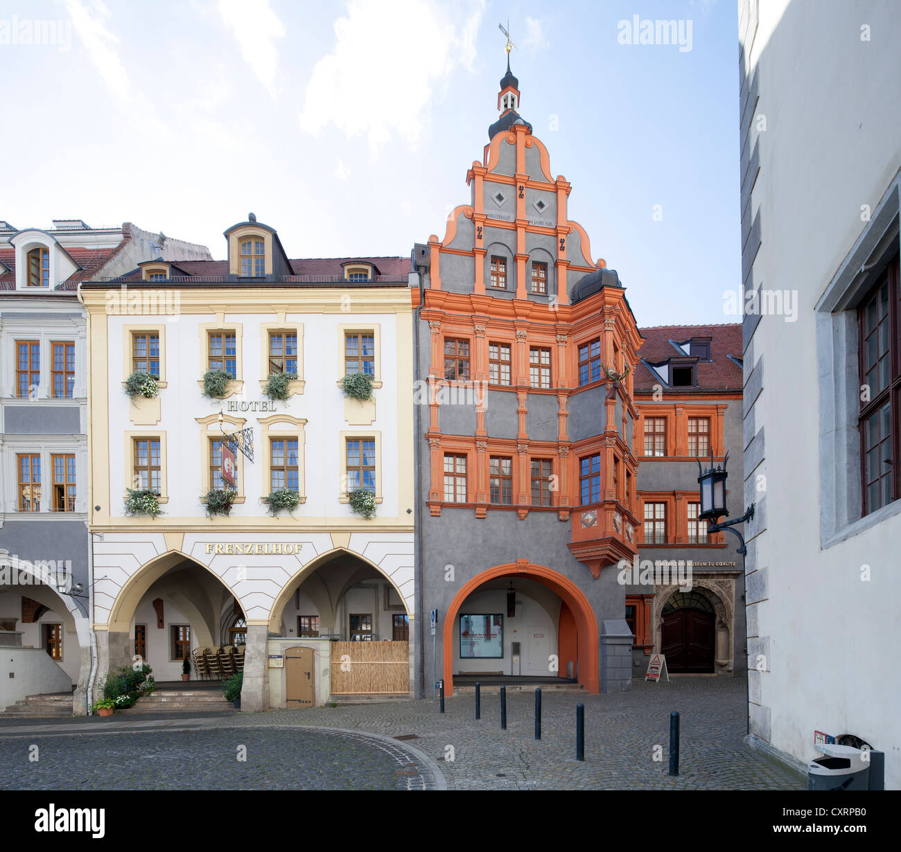 Museo de Silesia Goerlitz, antiguo edificio Schoenhof, Goerlitz, Alta Lusacia, Lusacia, en el Estado federado de Sajonia, Alemania, Europa, PublicGround Foto de stock