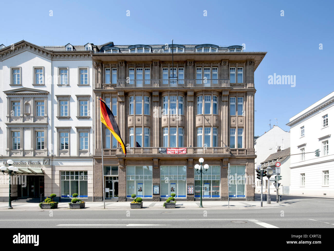 Oficinas y propiedades comerciales en Wilhelmstrasse, apodado Rue, Wiesbaden, Hesse, Alemania, Europa, PublicGround Foto de stock
