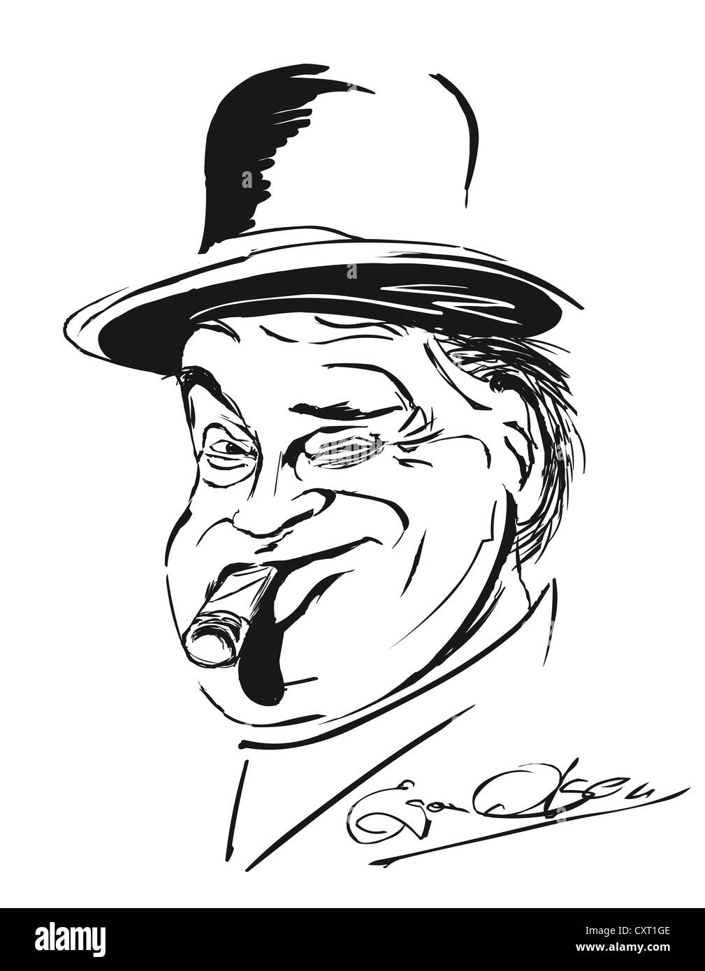 Caricatura de Egon Olsen por el ilustrador Torsten Becker Foto de stock