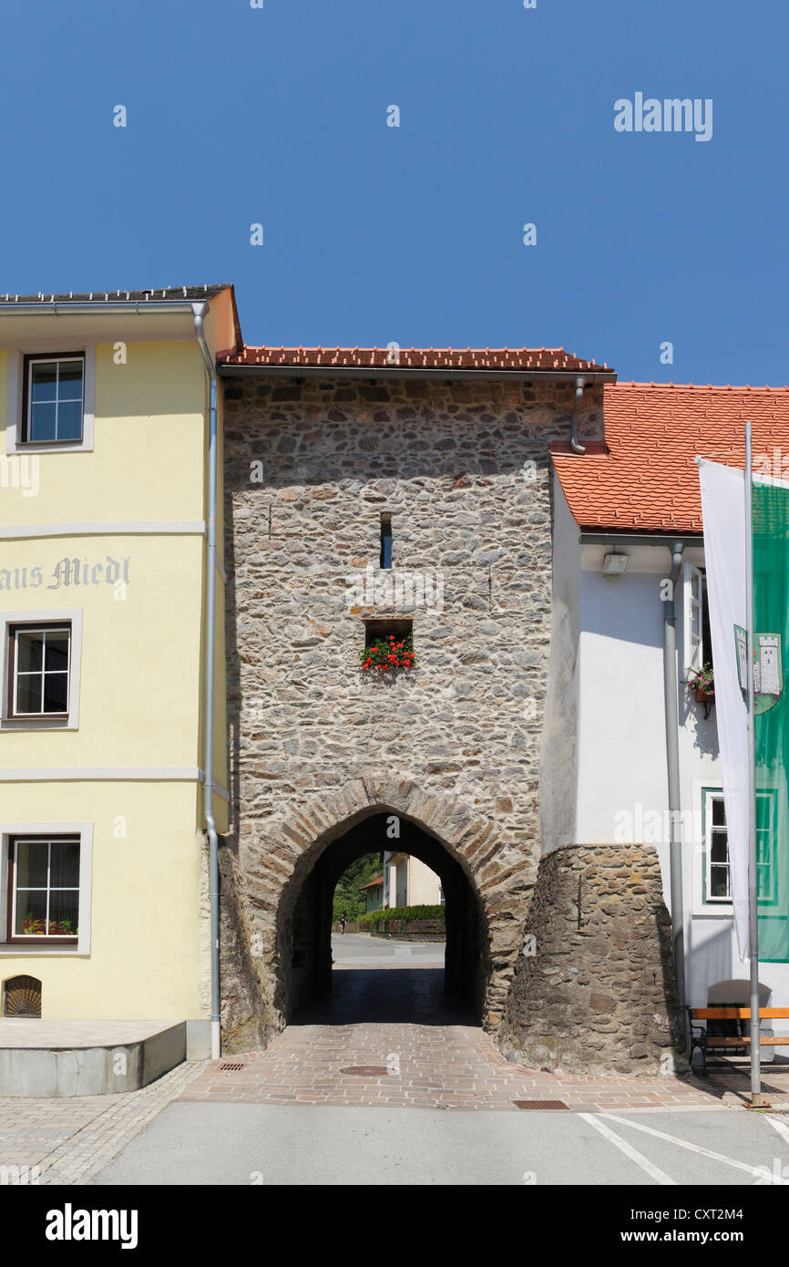 Schoettltor gate, ciudad de Oberwoelz, Estiria, Austria, Europa PublicGround Foto de stock