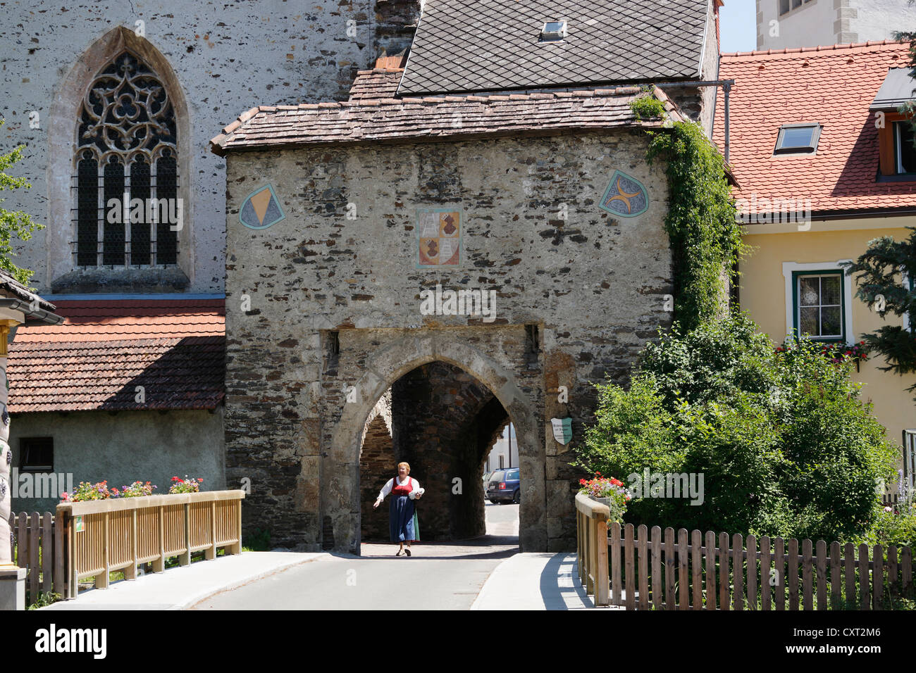 Hintereggertor gate, ciudad de Oberwoelz, Estiria, Austria, Europa PublicGround Foto de stock