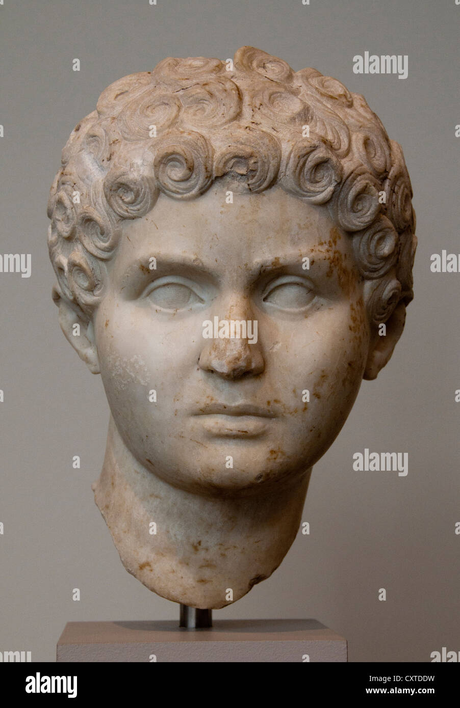 Cabeza de mármol romano Joven Edad flavia 81-96 AD italiano Italia Foto de stock