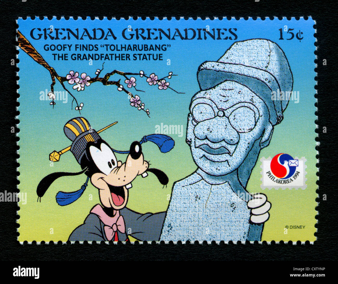 Sello de granada - personajes de dibujos animados de Disney - Goofy Foto de stock