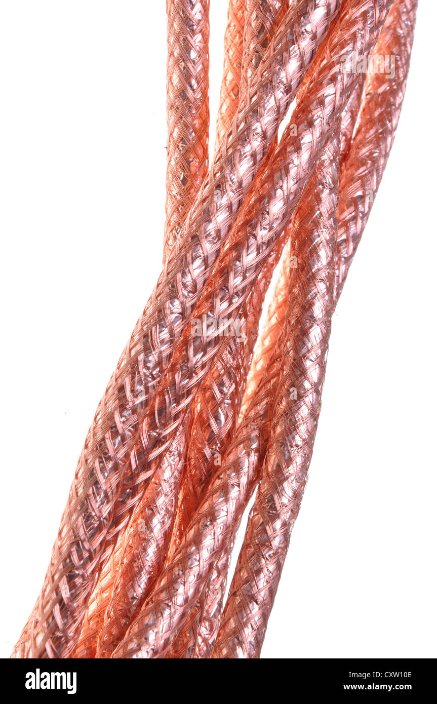 Cables coaxiales de cobre trenzado Foto de stock