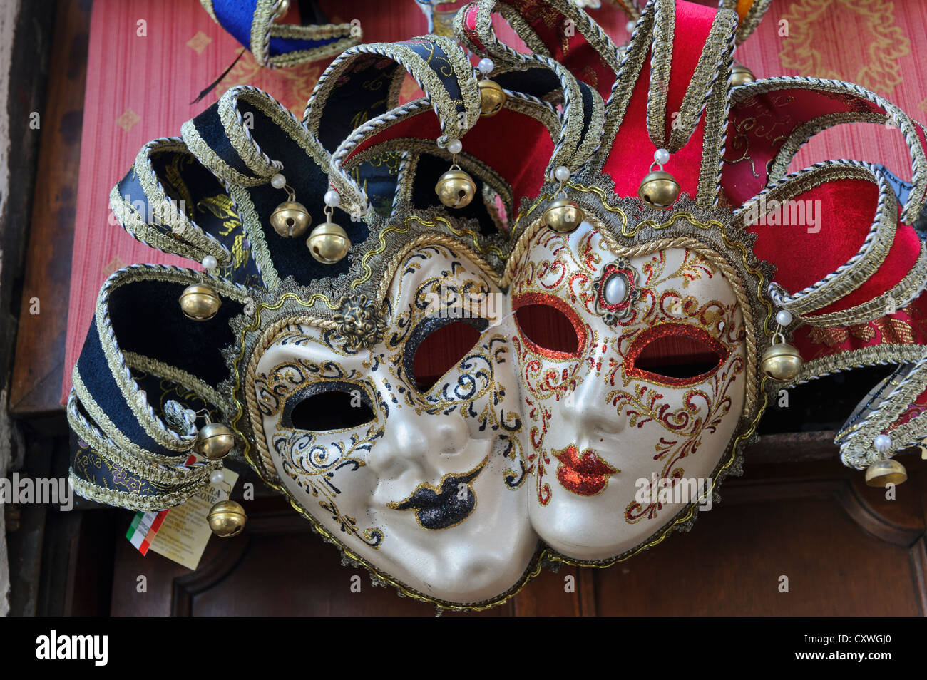 Coloridas máscaras venecianas, Venecia, Italia. Foto de stock