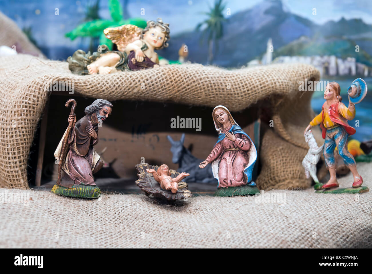 Escena de la natividad, guardería, o cuna, es una representación del  nacimiento de Jesús Fotografía de stock - Alamy