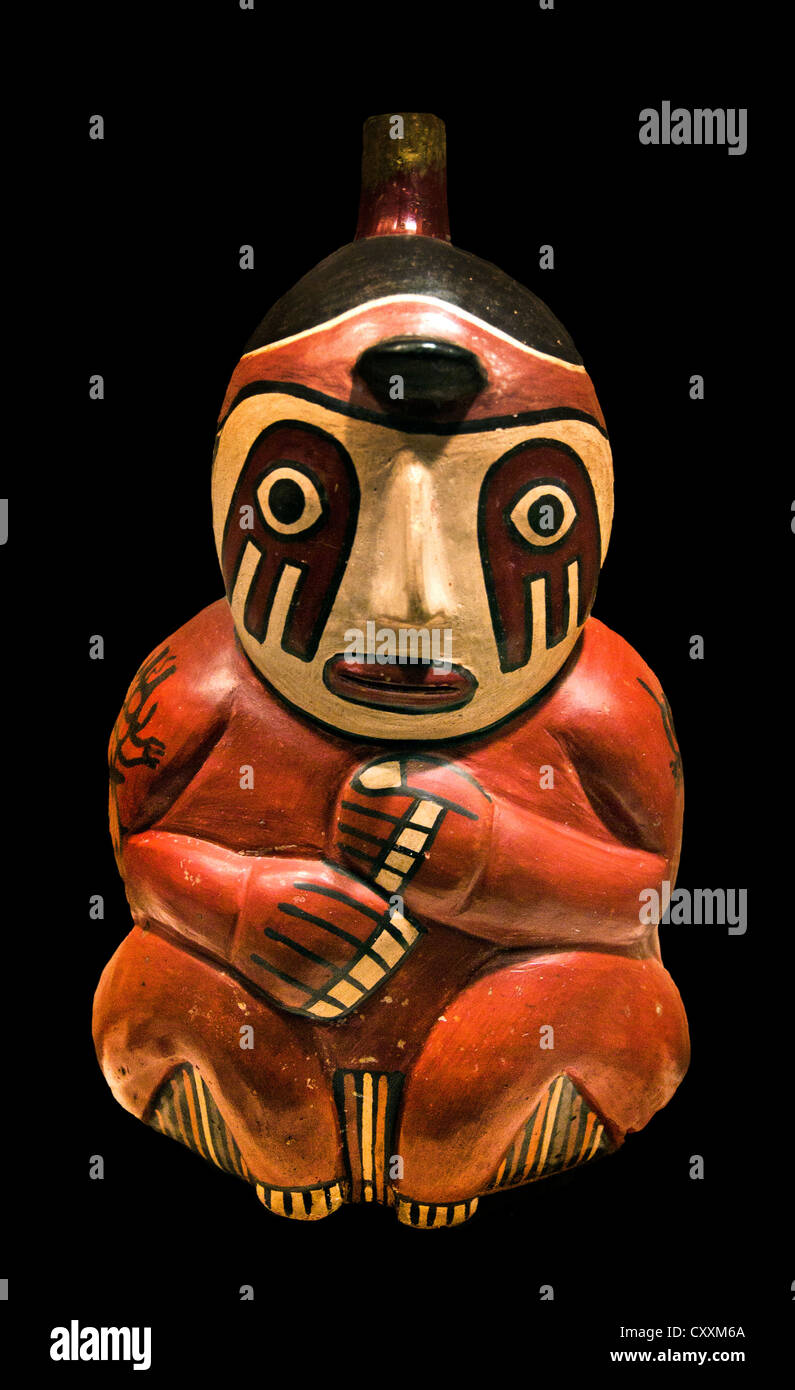 Imagen sedente botella Perú peruano Nasca 01 - cerámica del siglo II a. Foto de stock