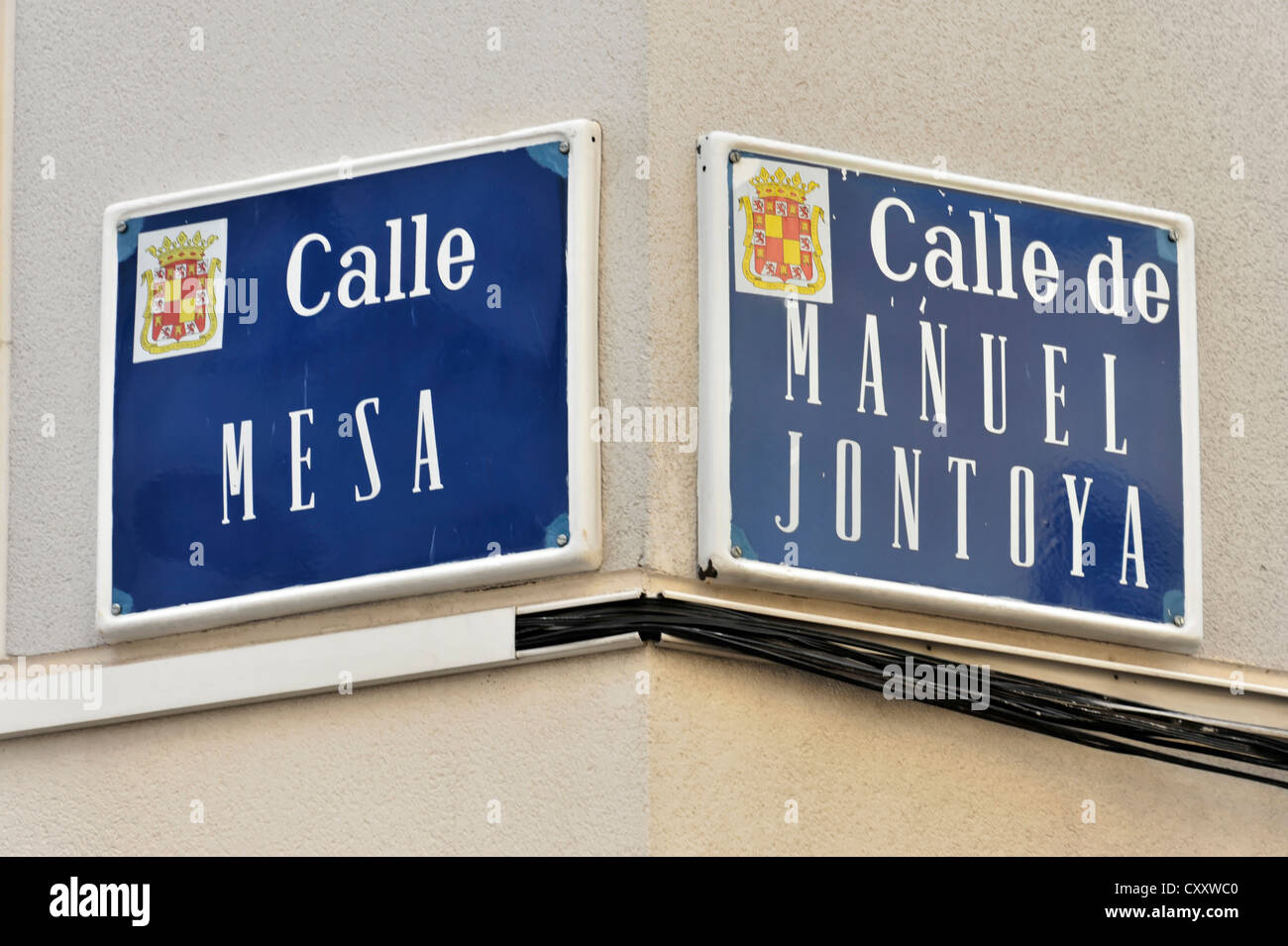 Calle Mesa - Calle Manuel Jontoya, letreros de la calle, en el centro de  Jaén, en Andalucía, España, Europa Fotografía de stock - Alamy