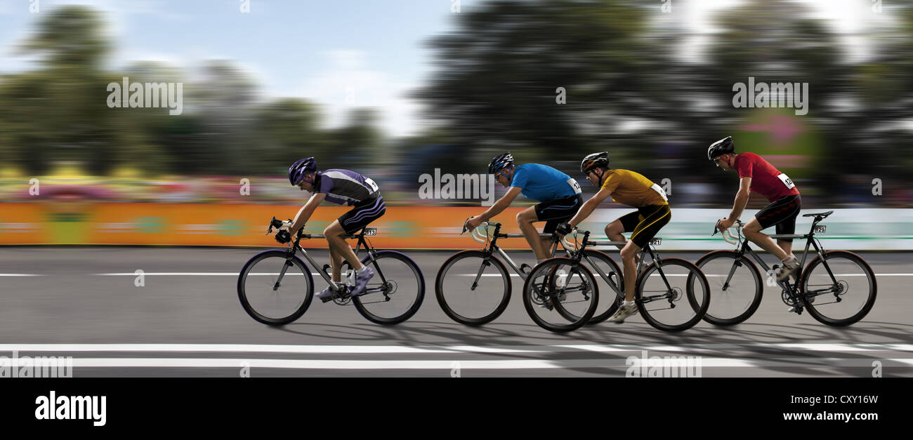 Los ciclistas, ciclo de carrera, competición Foto de stock