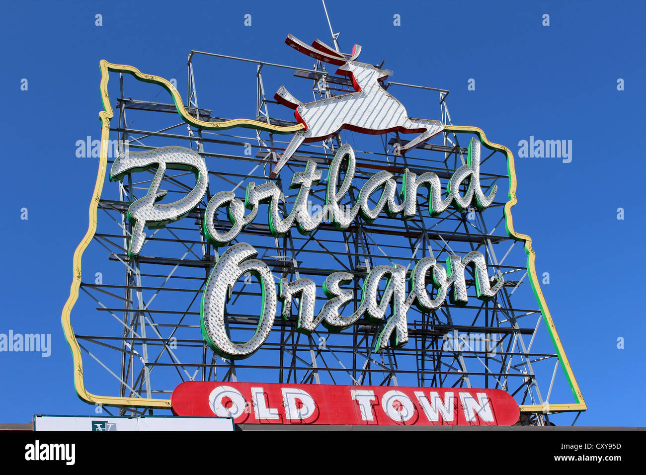 Portland, Oregon, Casco antiguo signo, Oregón, EE.UU. Foto de stock
