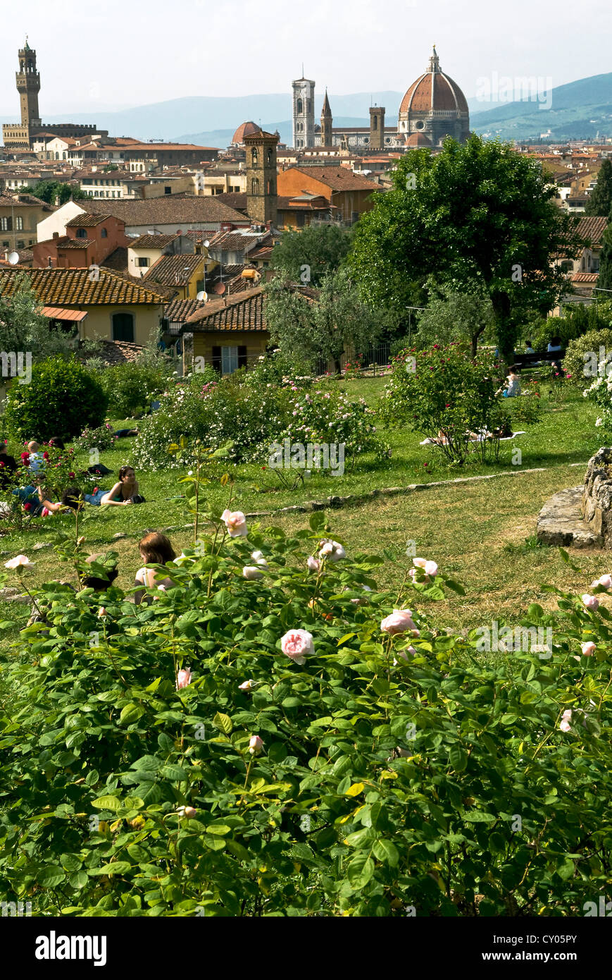 Giardino delle Rose, Florencia (Firenze), Sitio de Patrimonio Mundial de la UNESCO, en la Toscana, Italia, Europa Foto de stock