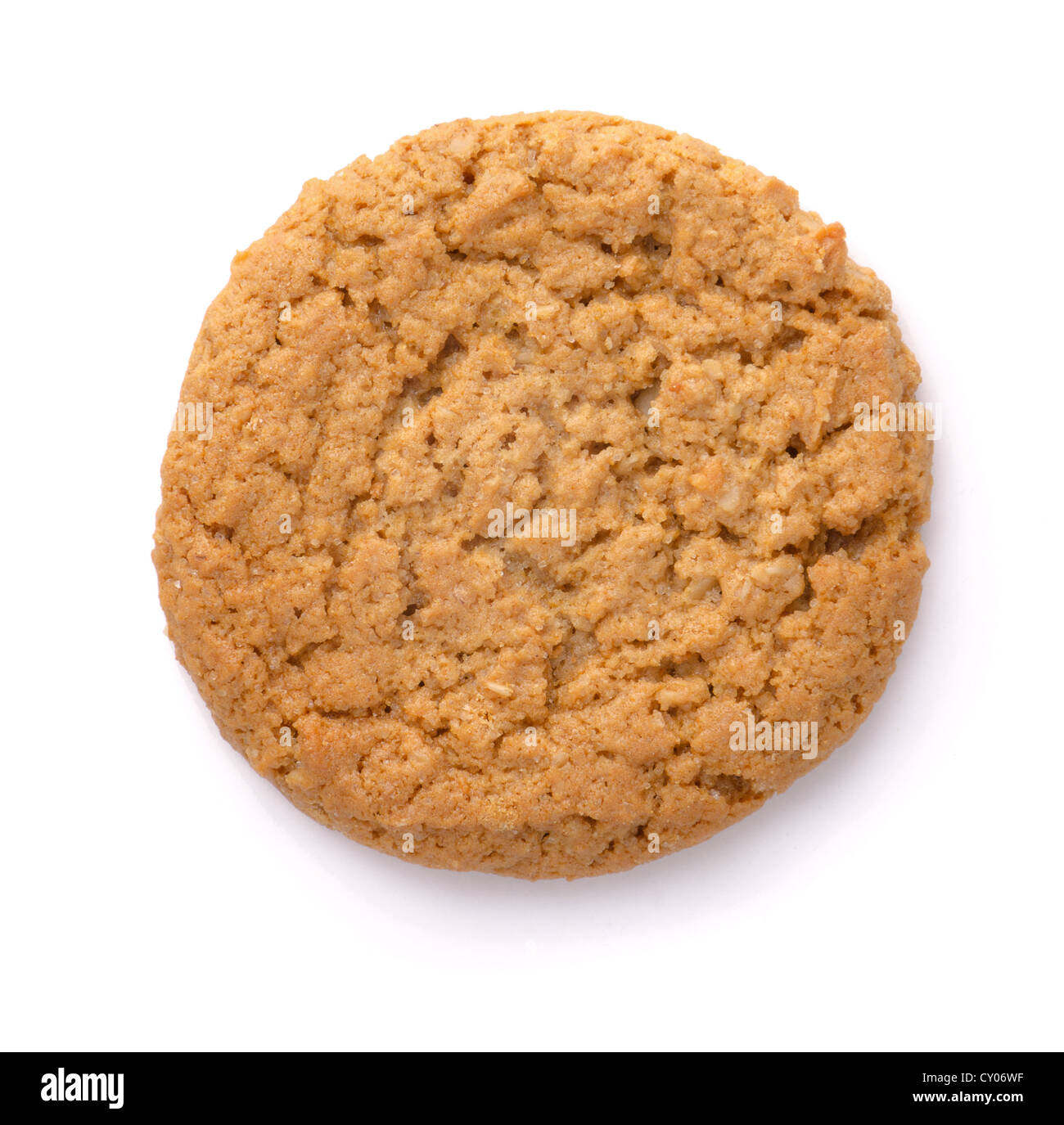 Cookie de avena aislado en blanco. Vista desde arriba. Foto de stock