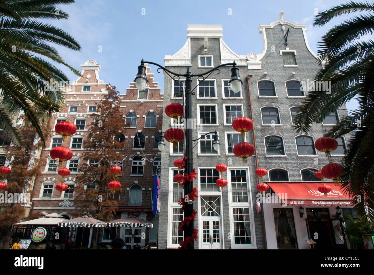 Casas holandesas construido en Macao, China Foto de stock