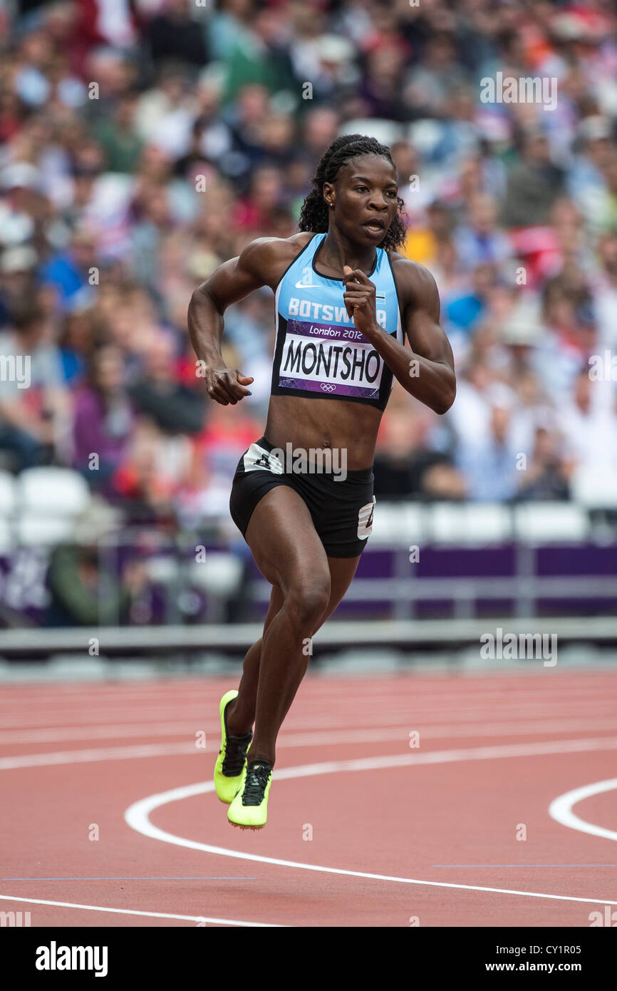 Amantle Montsho (CET), que compite en la sección de mujeres de la primera ronda de 400m en el verano de los Juegos Olímpicos de Londres 2012 Foto de stock