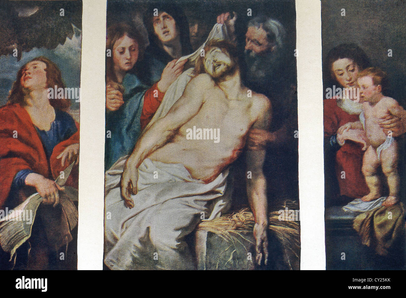 Este tríptico titulado Cristo La paille,fue la pintura en 1617-18 por Peter Paul Rubens para la tumba de un comerciante de Amberes. Foto de stock