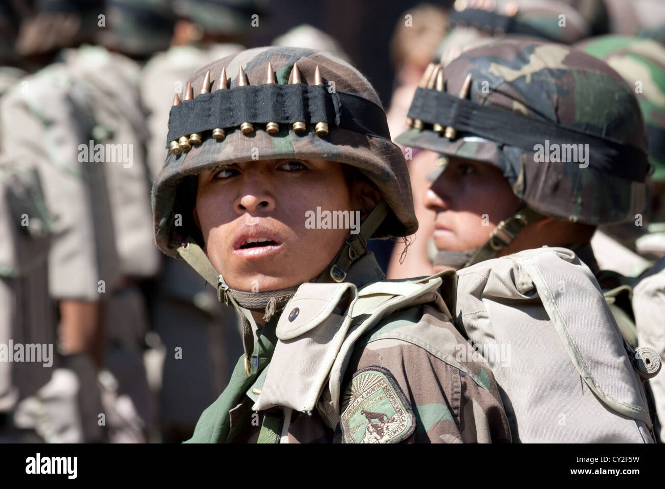 Un soldado durante un desfile militar Foto de stock