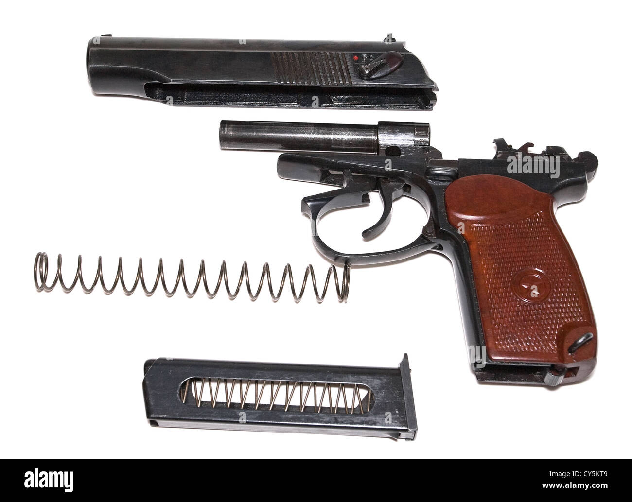 eficaz Encantada de conocerte ajo Pistola desmontada sobre un fondo blanco Fotografía de stock - Alamy