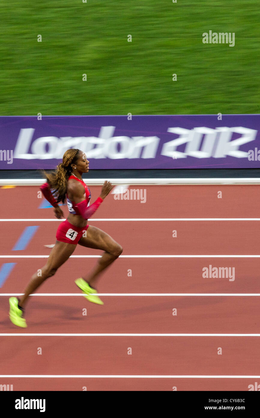Sanya Richards-Ross compitiendo en la mujer semifinales de 400m en el verano de los Juegos Olímpicos de Londres 2012 Foto de stock