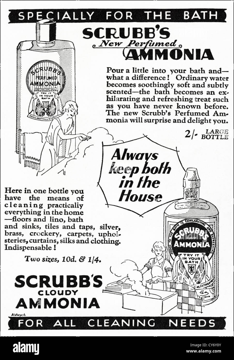 Original Vintage 1930 publicidad impresa del inglés Consumer magazine publicidad Scrubb amoníaco del producto de limpieza Foto de stock
