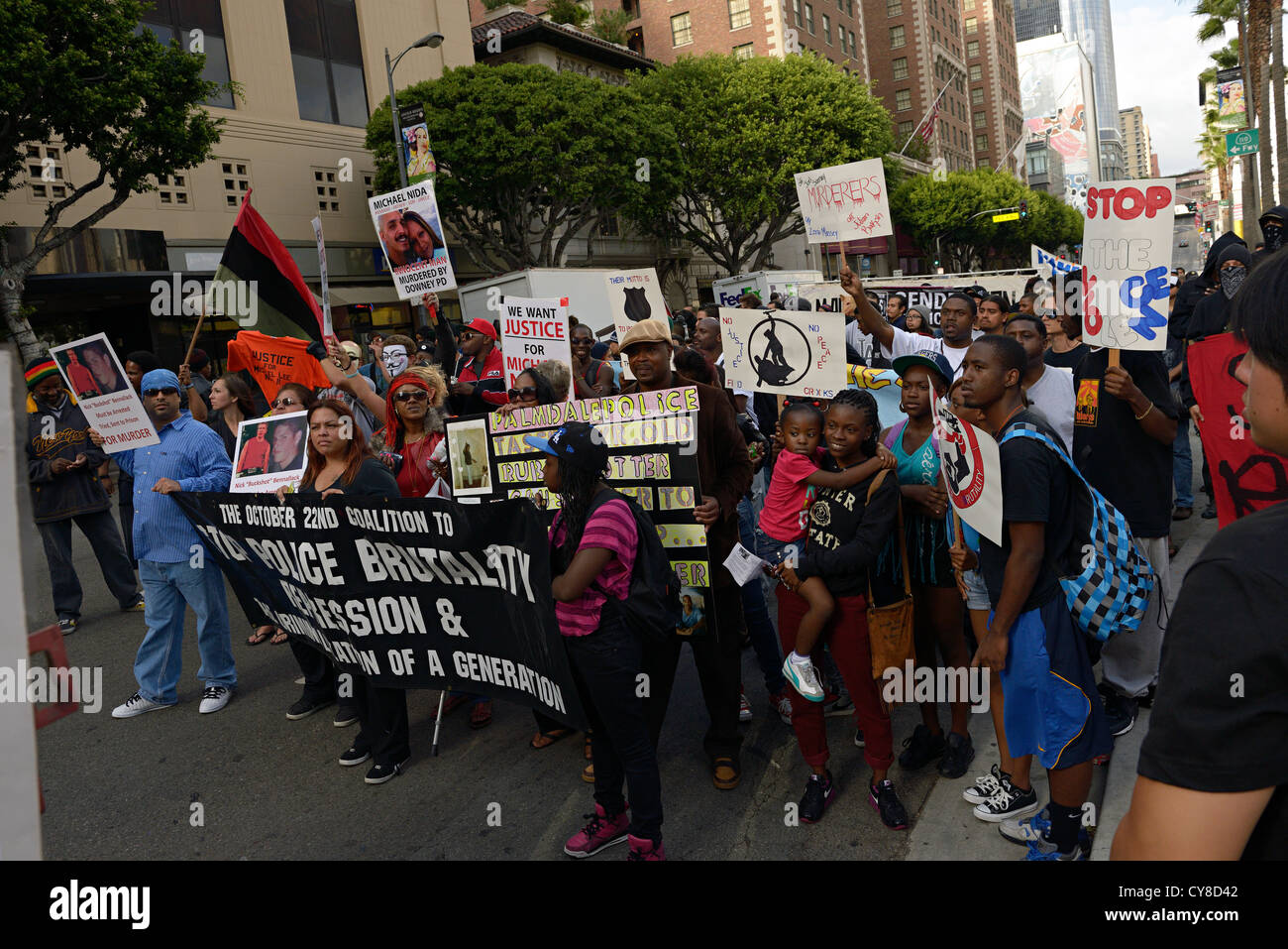 Manifestación contra la violencia policial los angeles, EE.UU. Foto de stock