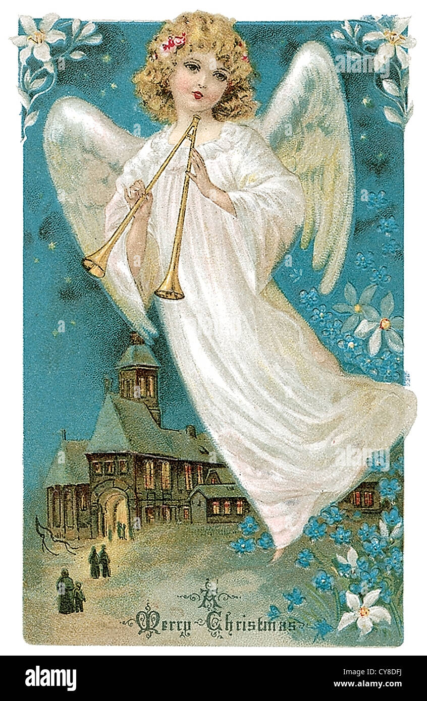 Angel en vestido blanco Foto de stock