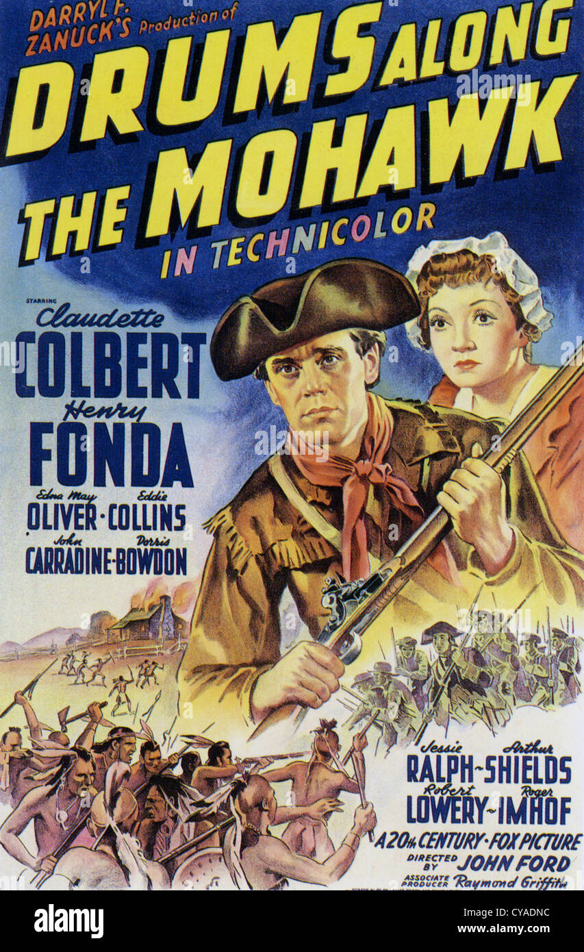 Tambores A LO LARGO DEL MOHAWK cartel de 1939 20th Century Fox Film con