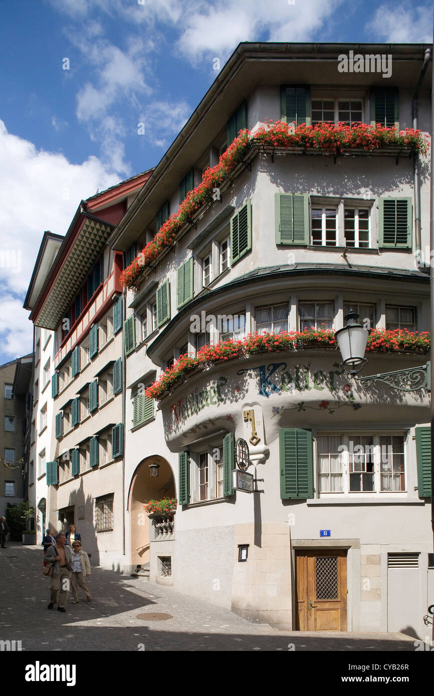 Europa, Suiza, Zurich, Old Town, Edificio clásico Foto de stock