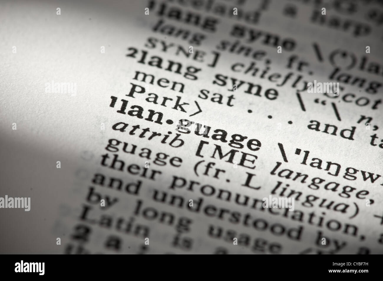 Primer plano de la palabra 'idioma' se divide en dos sílabas, junto con