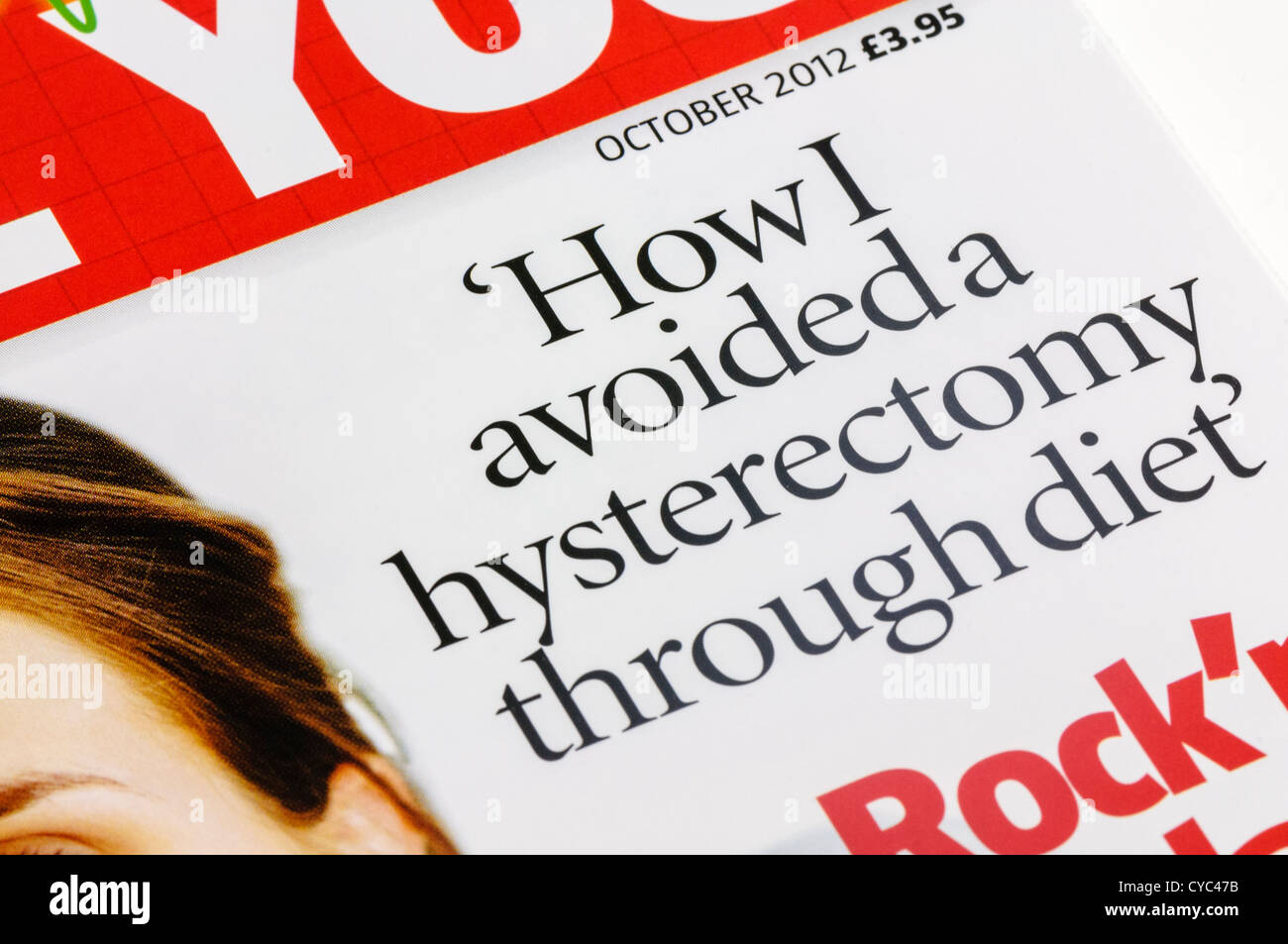 "Cómo evitar una histerectomía a través de la dieta' en la portada de "Lo que los médicos Wont tell you', un polémico pseudo-medicina magazine Foto de stock