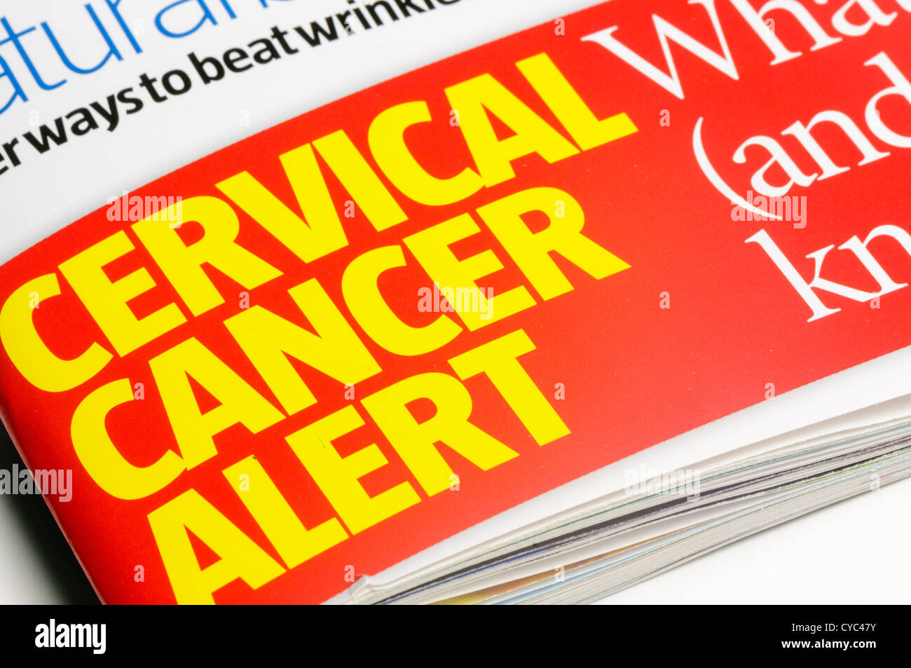 Advertencia sobre el cáncer de cuello uterino vacunas en 'Qué médicos Wont tell you', un polémico pseudo-medicina magazine Foto de stock