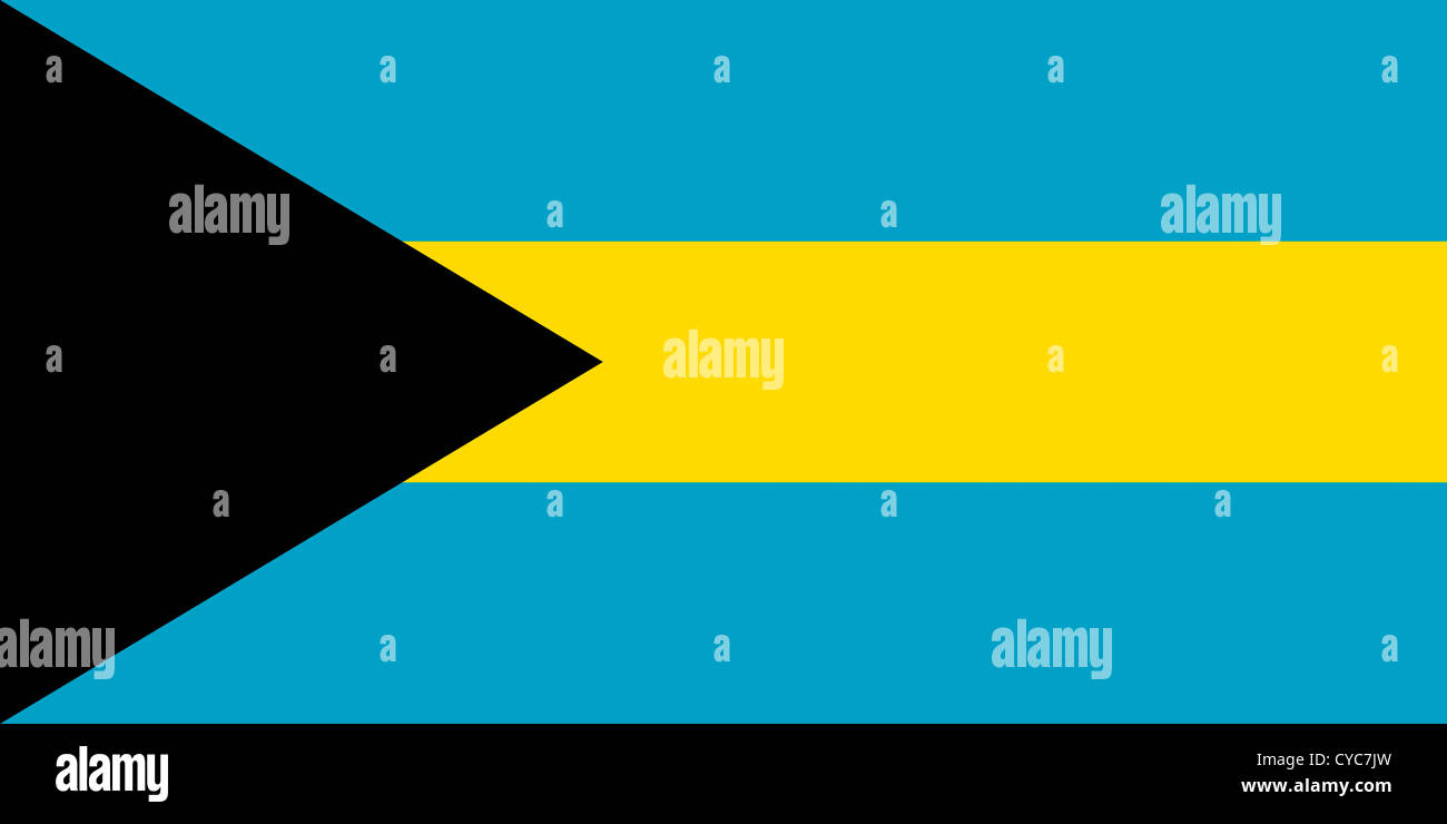 La bandera nacional de la Commonwealth de Bahamas. Foto de stock