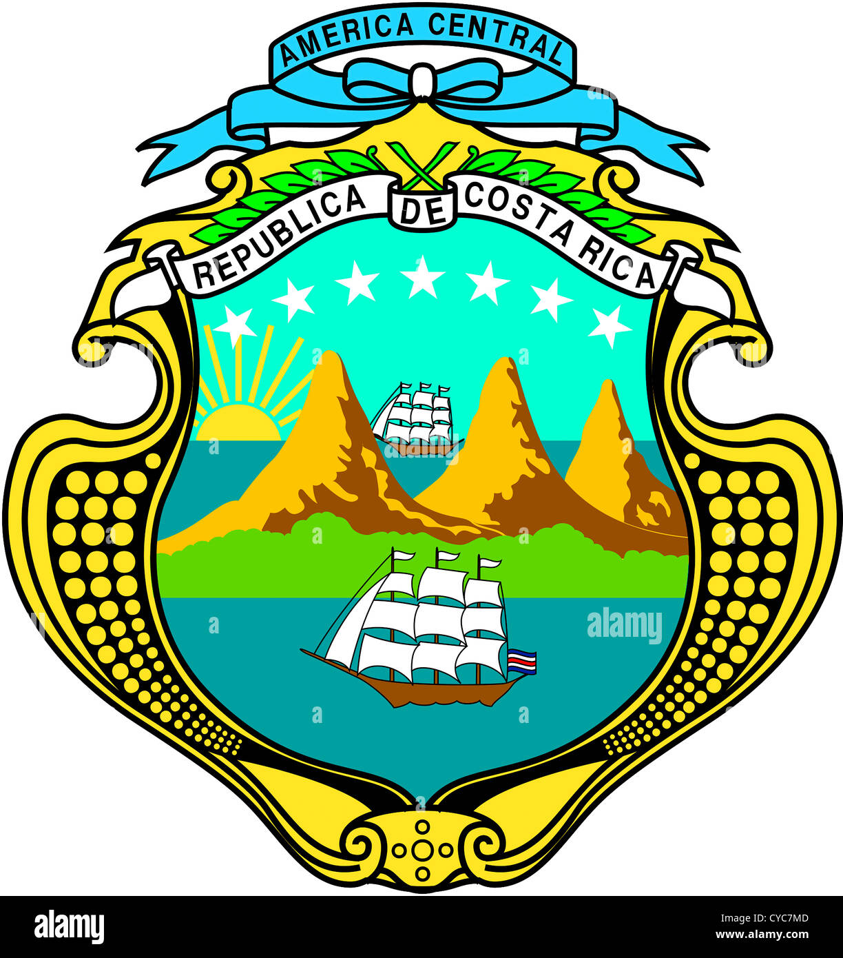 Escudo de armas de la República de Costa Rica. Foto de stock