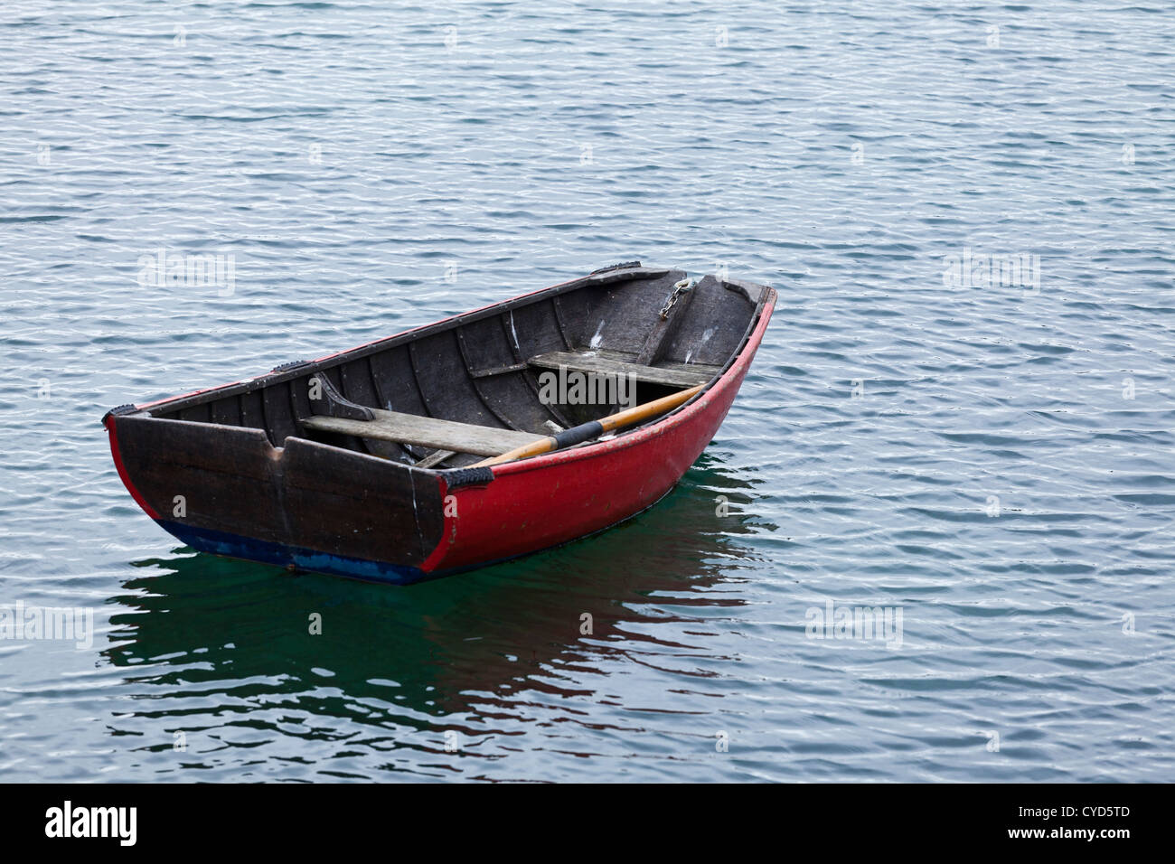 Bote de remos en Lough hyne flotante lago marino West Cork Ireland Foto de stock