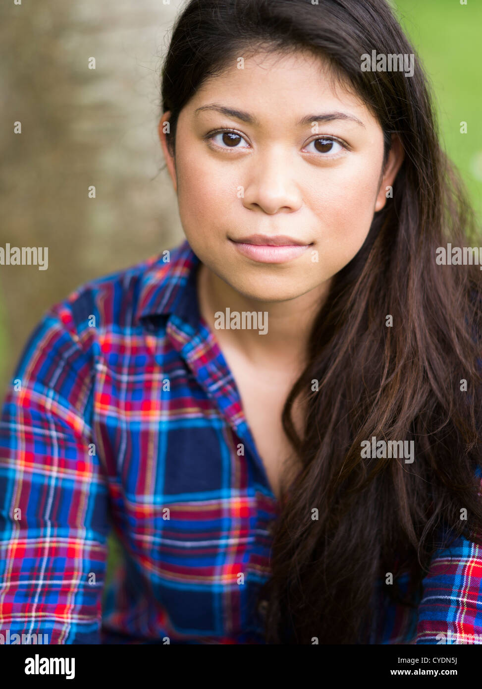 Hermosa joven mujer americana / Laos Foto de stock