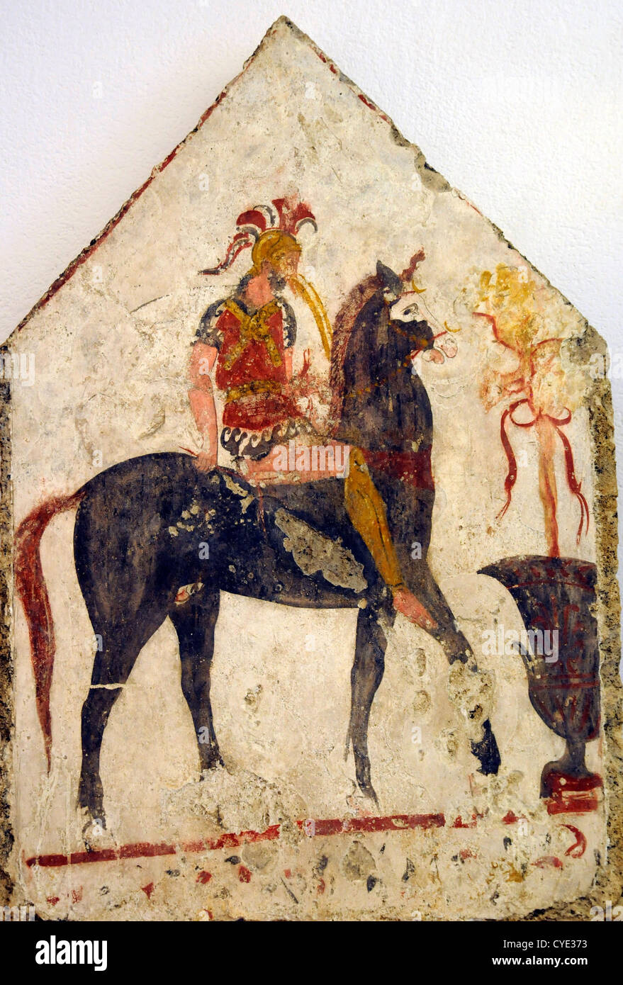 Tumba griega de la losa, c.330320 BC. El museo de Paestum, sitio de