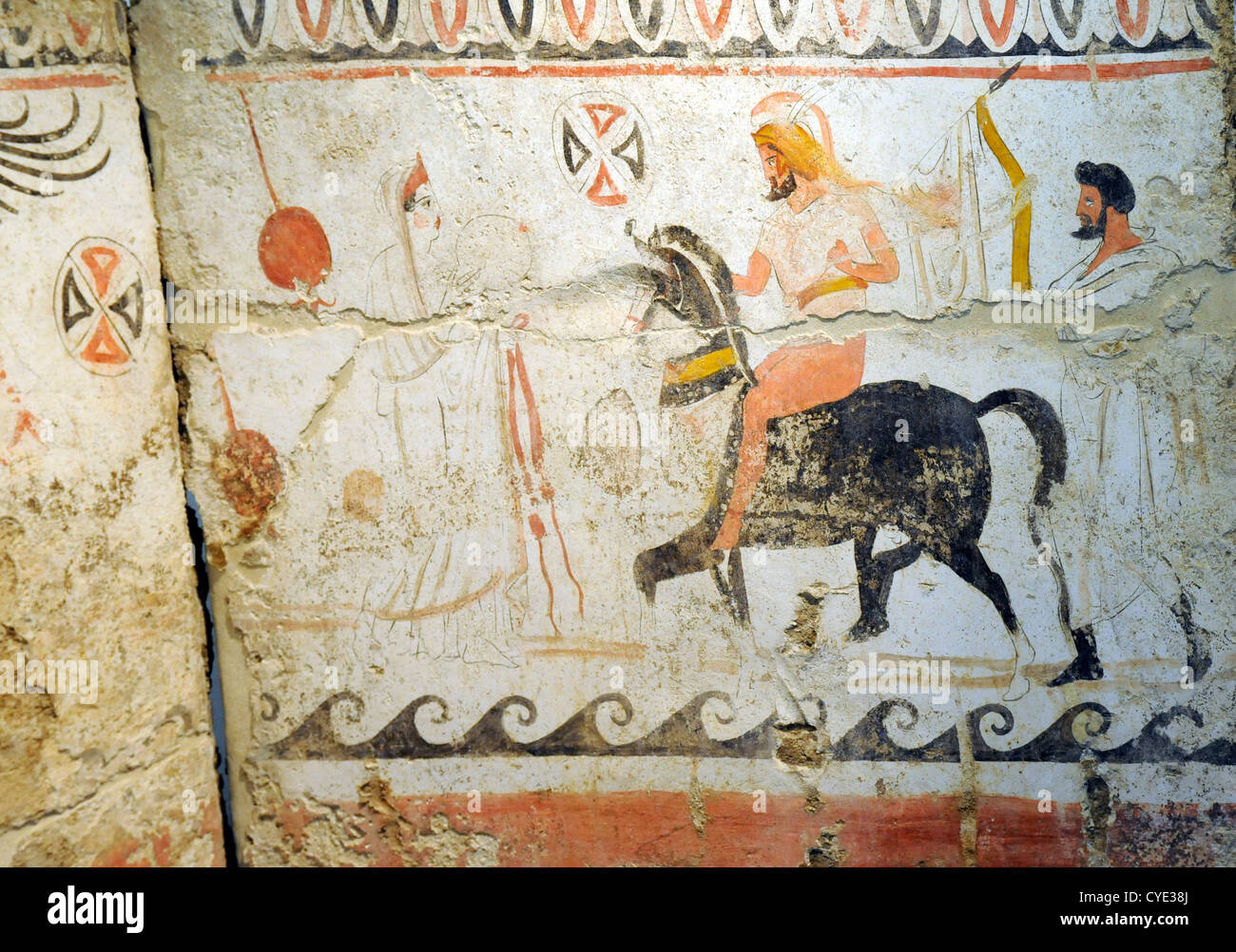 Tumba griega de la losa, c.330320 BC. El museo de Paestum, sitio de