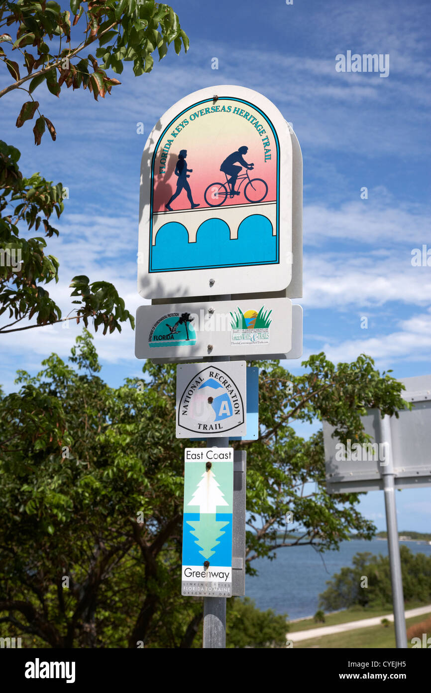 Sendero marcadores en Florida Keys overseas heritage trail marathon florida usa Foto de stock