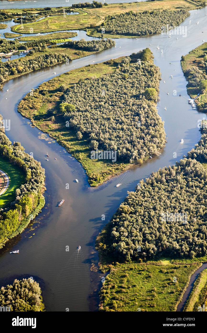 Los Países Bajos, Werkendam Biesbosch, Parque Nacional. Antena. Foto de stock