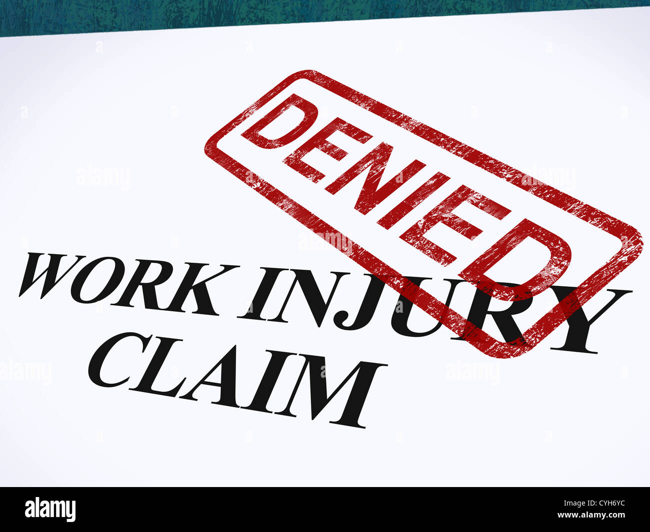 Accidente de Trabajo Reclamación denegada mostrando los gastos médicos se negaron Foto de stock