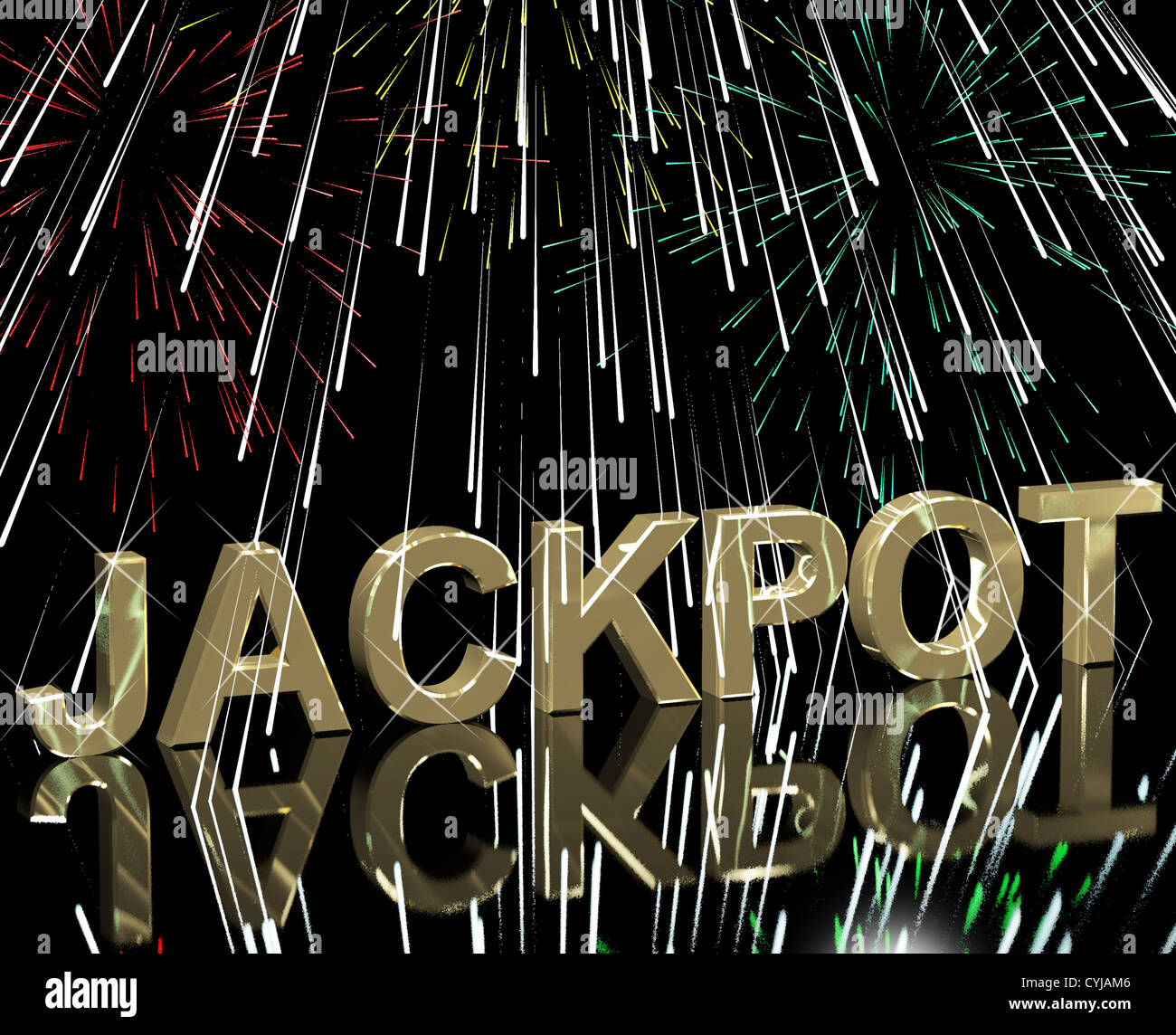 Jackpot Word con espectáculos pirotécnicos o ganar el juego Foto de stock