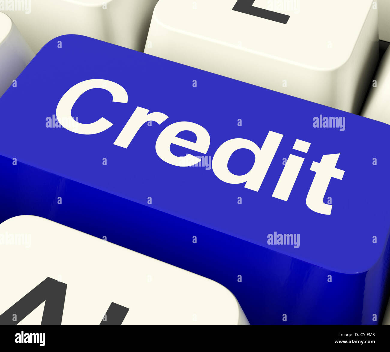 Representa la clave de crédito o préstamo para financiar compras Foto de stock