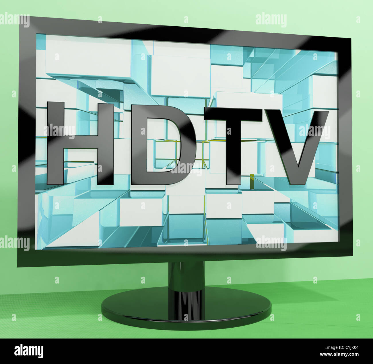 Monitor HDTV en representación de la televisión de alta definición o televisores Foto de stock