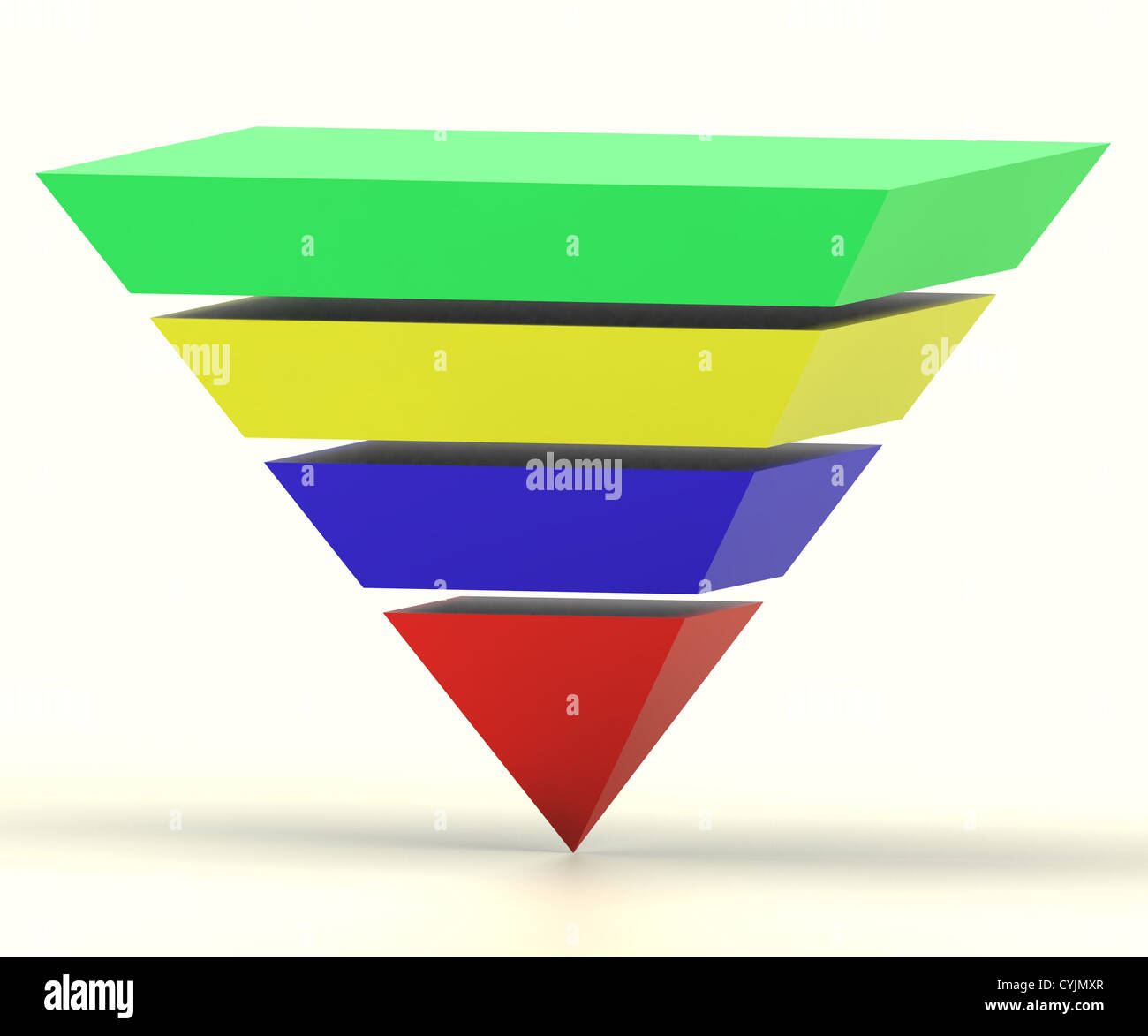 Pirámide con segmentos mostrando jerarquía o progreso Foto de stock